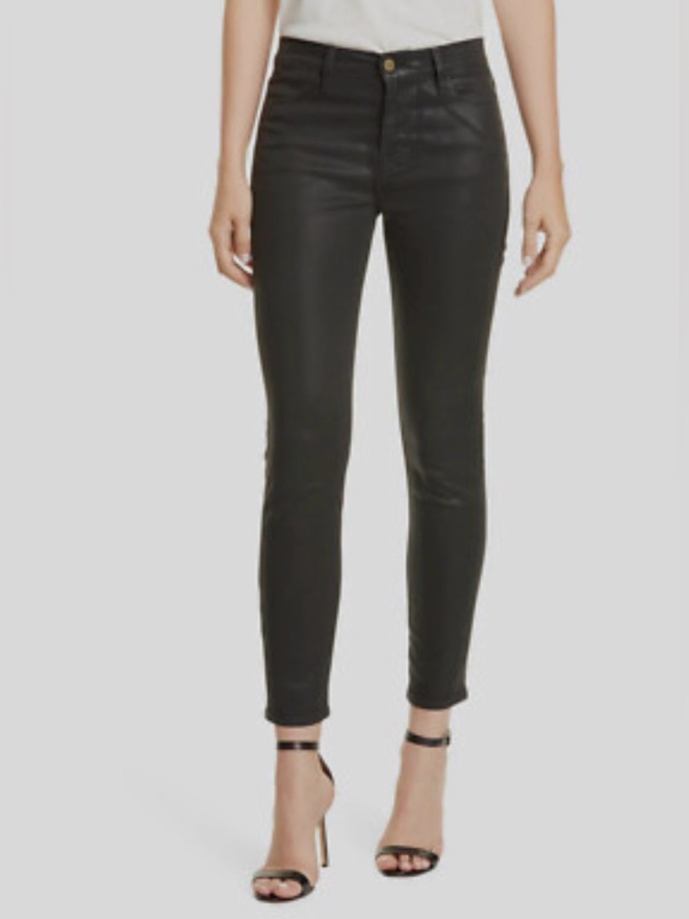 Frame Denim Black Coated Ankle Jeans